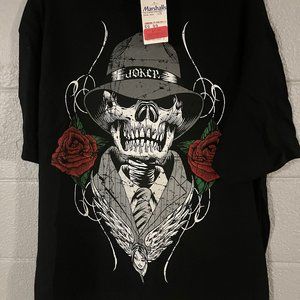 Men's Black JOKER Skull Short Sleeve T Shirt XL